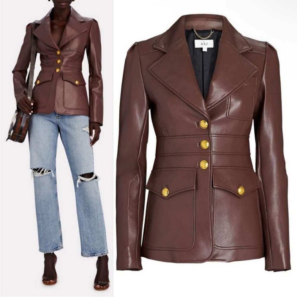 A.L.C. Amelia Faux Leather Vegan Brown Jacket S 0